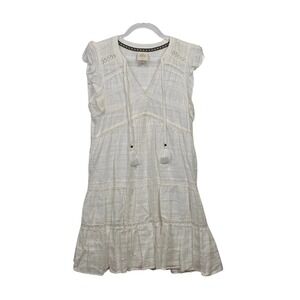 Knox Rose Boho Lace Dress Flowy Tiered Tassel Summer‎ Casual White Womens XS